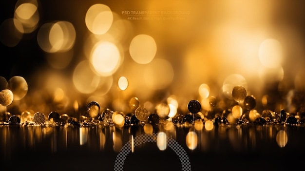 PSD abstract blurred gold bokeh glitter lights background holiday banner texture backdrop