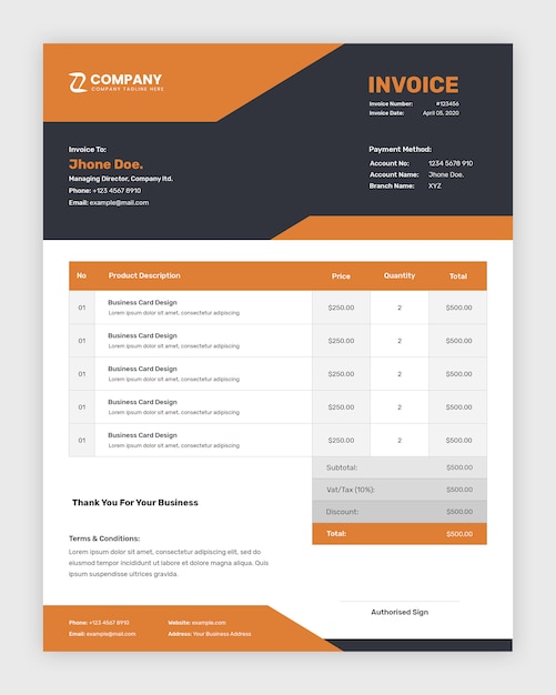 Abstract business invoice template design