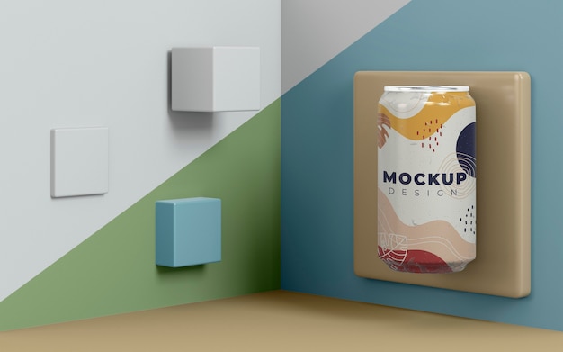 PSD abstract can packaging concept mock-up