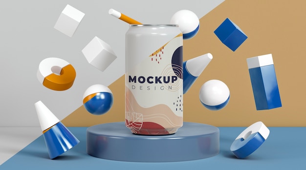 Abstract can packaging concept mock-up