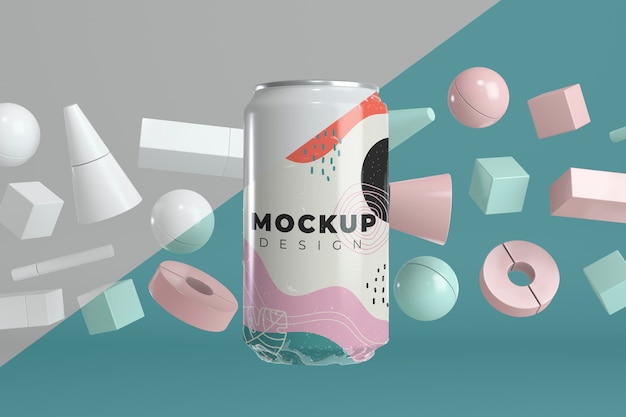 Abstract can packaging concept mock-up