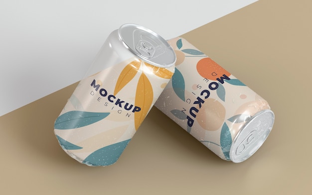 PSD abstract can packaging concept mock-up