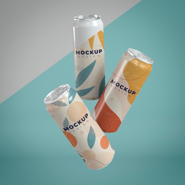 PSD abstract can packaging concept mock-up