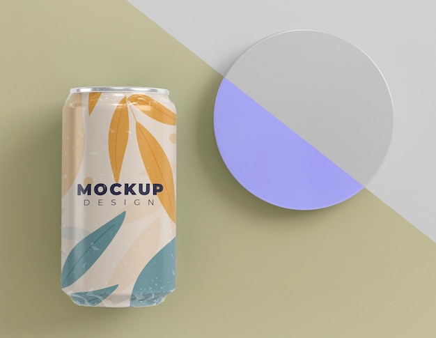 PSD abstract can packaging concept mock-up