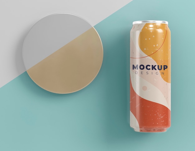 PSD abstract can packaging concept mock-up