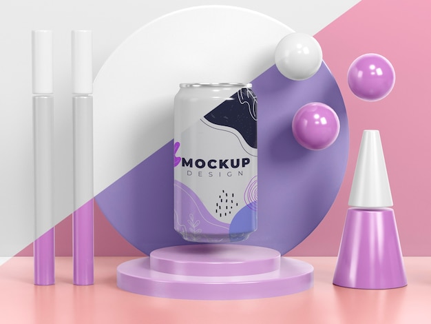 PSD abstract can packaging mock-up