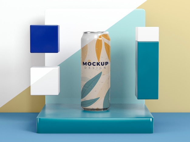 Abstract can packaging mock-up