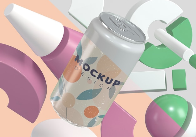 Abstract can packaging mock-up