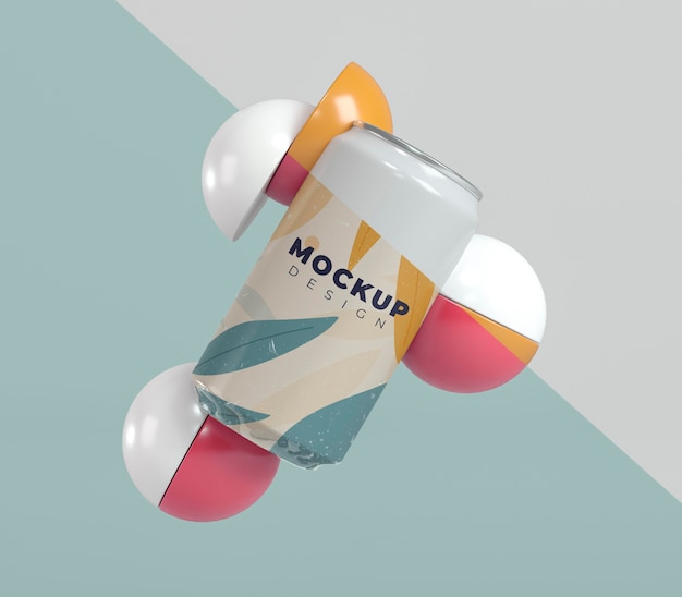 PSD abstract can packaging mock-up