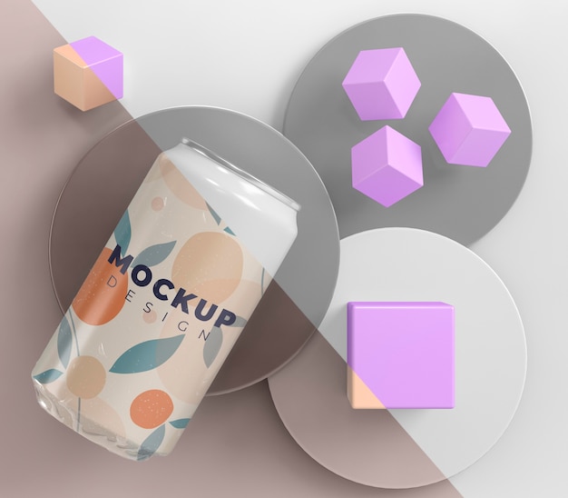 Abstract can packaging mock-up