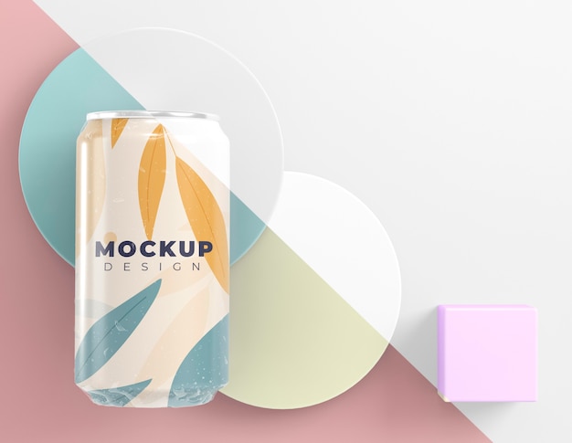 Abstract can packaging mock-up