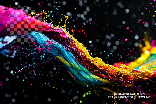 PSD abstract canvas paint splashes on transparent background