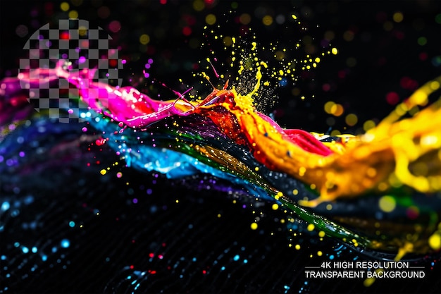 PSD abstract canvas paint splashes on transparent background