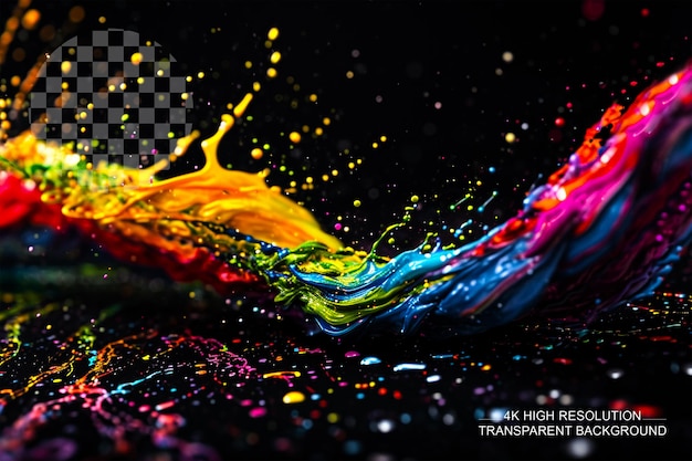 PSD abstract canvas paint splashes on transparent background