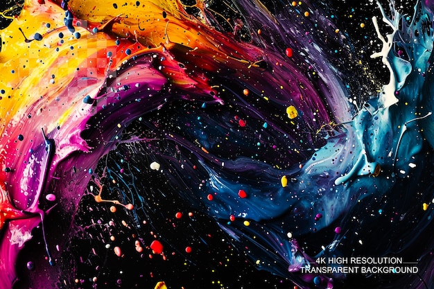 PSD abstract canvas paint splashes on transparent background