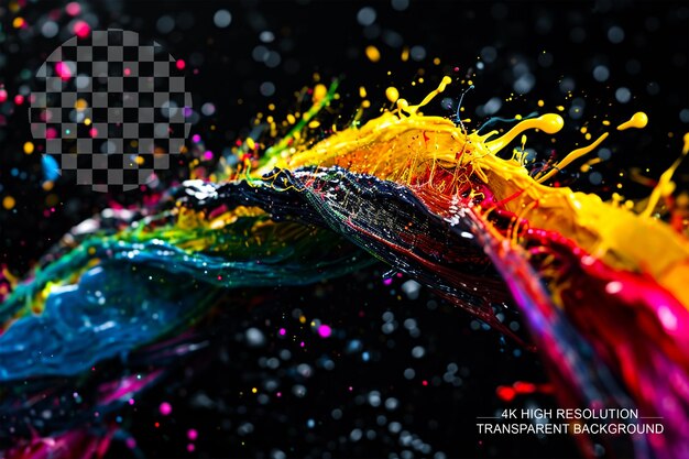 PSD abstract canvas paint splashes on transparent background