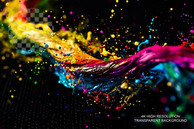 PSD abstract canvas paint splashes on transparent background