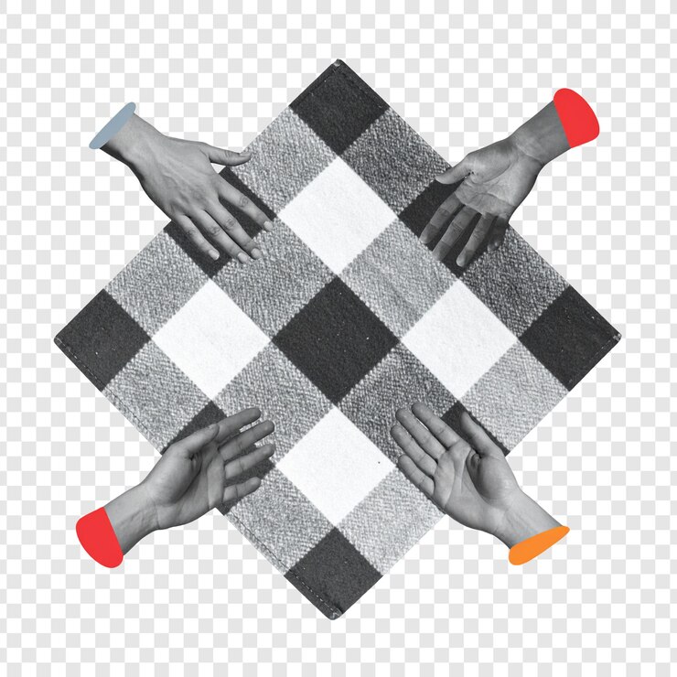 PSD abstract checkerboard design with interacting hands