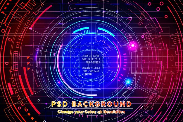 PSD abstract circle digital over dark blue and pink background