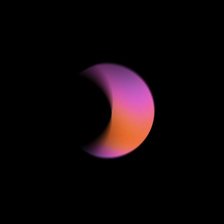 PSD abstract circle with orange and purple gradient on a black background