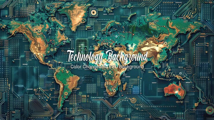 PSD abstract circuit board futuristic technology processing background