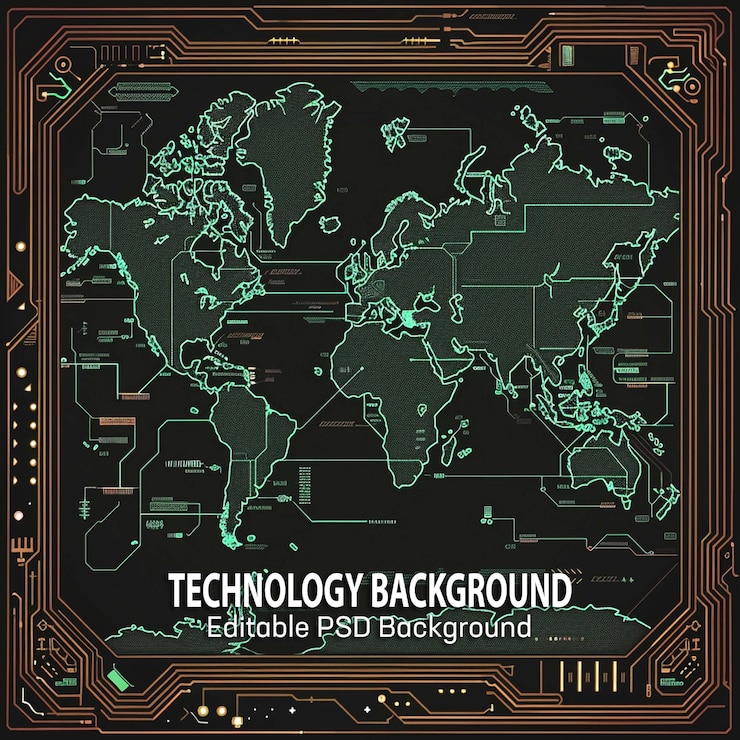 PSD abstract circuit board futuristic technology processing background