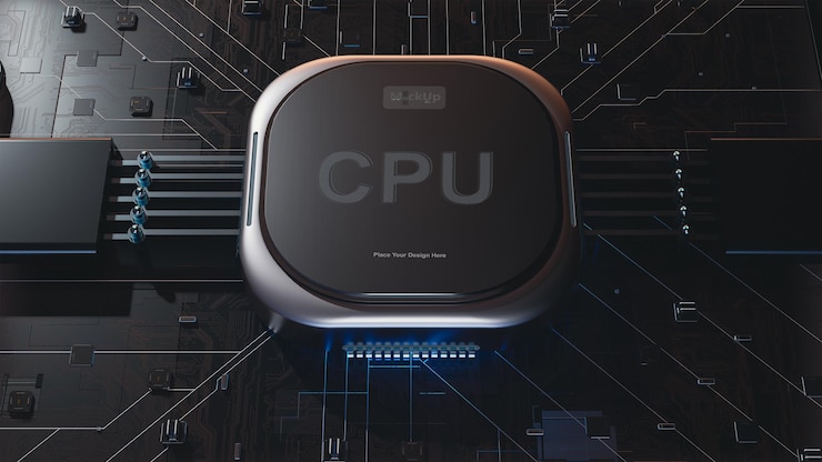 PSD abstract circuit board. space on processor or cpu can be used text input or banner.