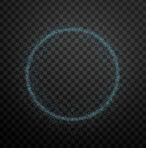 Abstract circular blue particles on a transparent background