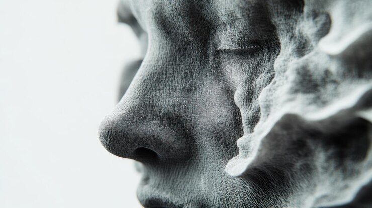 PSD abstract closeup of a textured human face