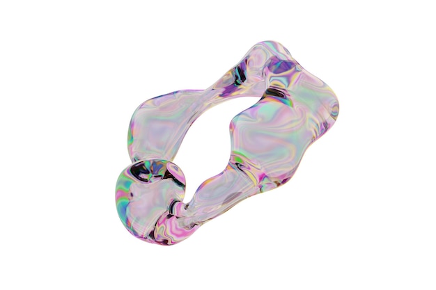 Abstract colored liquid glass 3d rendered shape