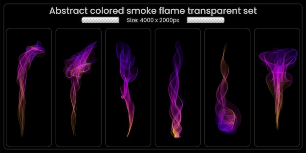Абстрактный цветной дым пламя прозрачный набор