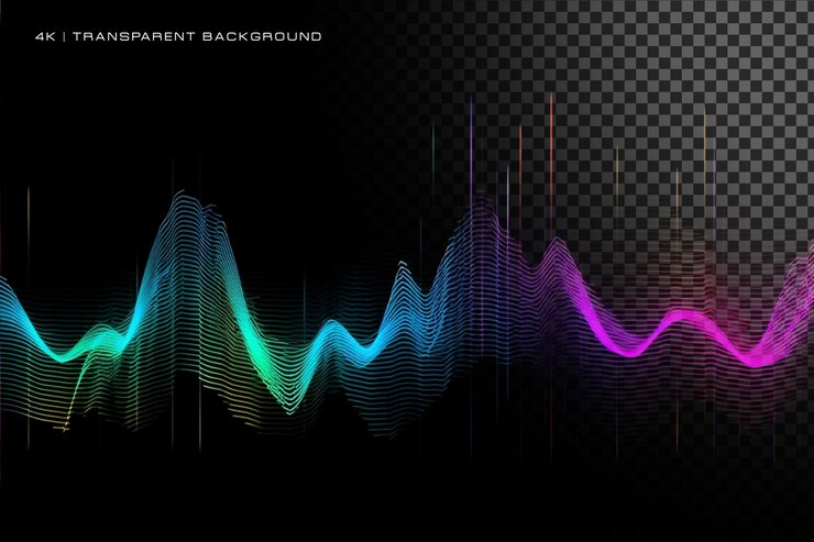 PSD abstract colored sound wave on transparent background