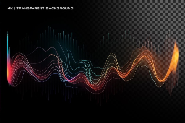 Onda sonora colorata astratta su sfondo trasparente