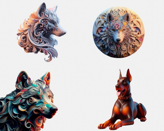 PSD abstract colored wolves