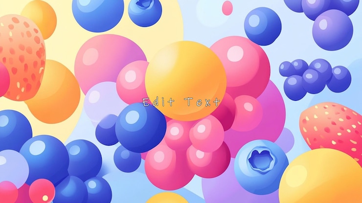 PSD abstract colorful berry and fruit spheres