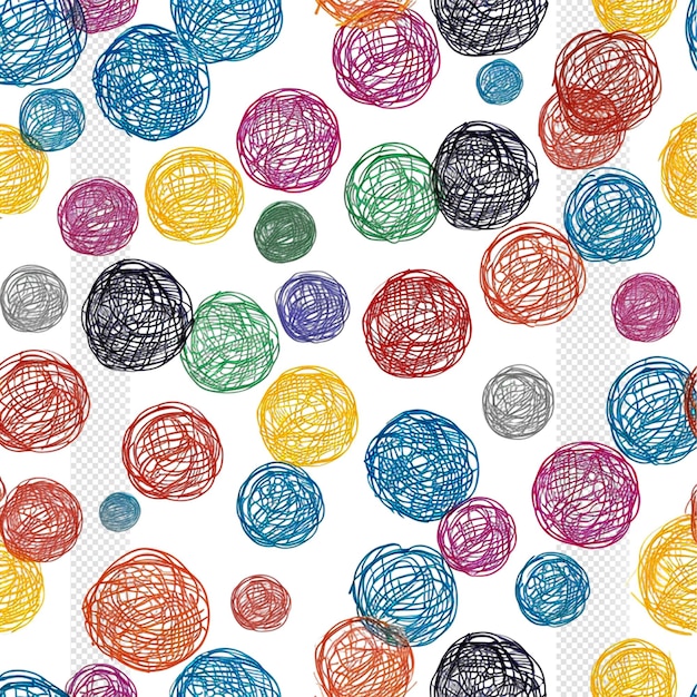 Abstract colorful circular scribbles sketch transparent background