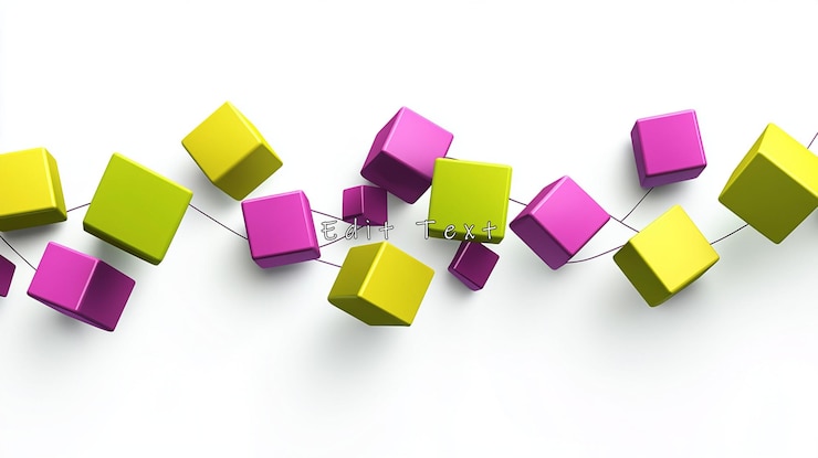 PSD abstract colorful cubes wave design