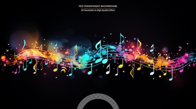 PSD sfondo astratto di note musicali colorate