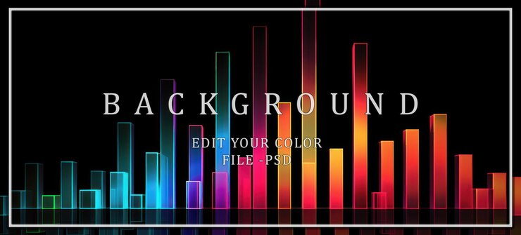 PSD abstract colorful neon bars graphic design