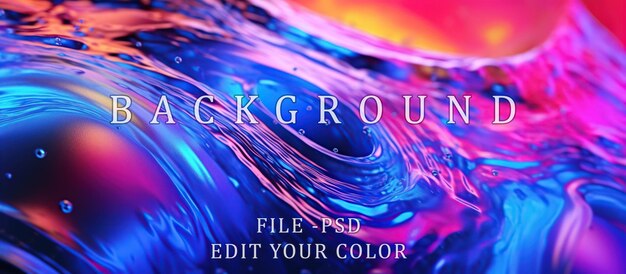 PSD sfondo astratto colorato di onde d'acqua al neon