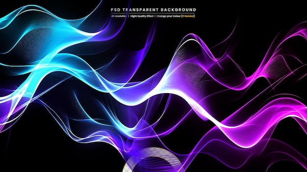 PSD abstract colorful puffs of smoke on transparant background