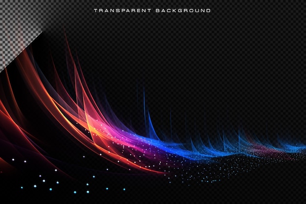 PSD abstract colorful shining waves on transparent overaly