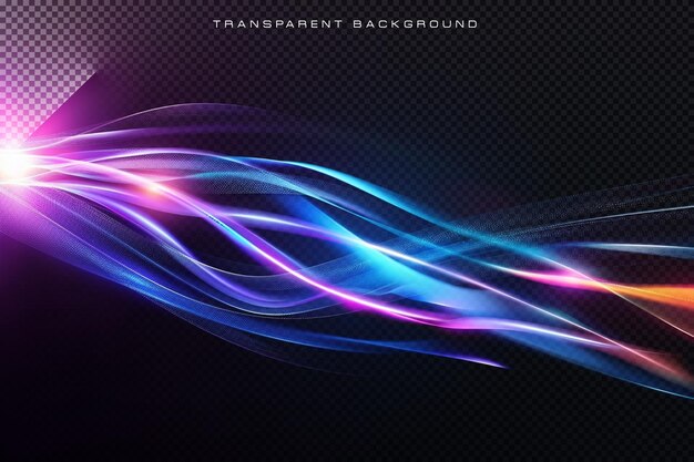 PSD abstract colorful shining waves on transparent overlay