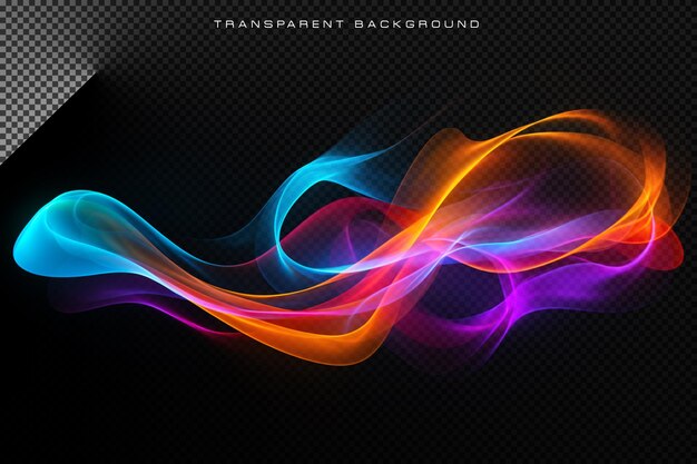 PSD abstract colorful shining waves on transparent overlay