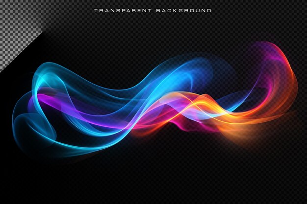 PSD abstract colorful shining waves on transparent overlay