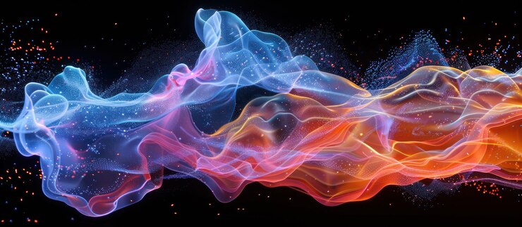 PSD abstract colorful smoke flowing in a wavelike motion