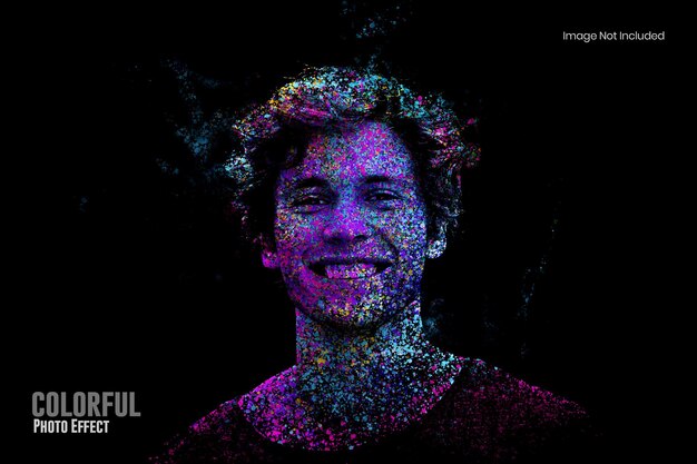 Abstract colorful splatter photo effect template