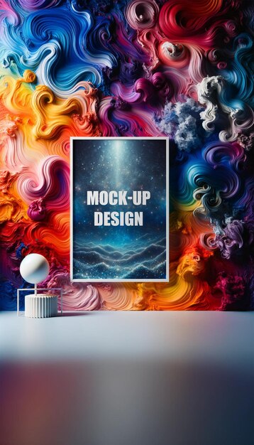 Abstract colorful swirls sfondio con frame mockup.