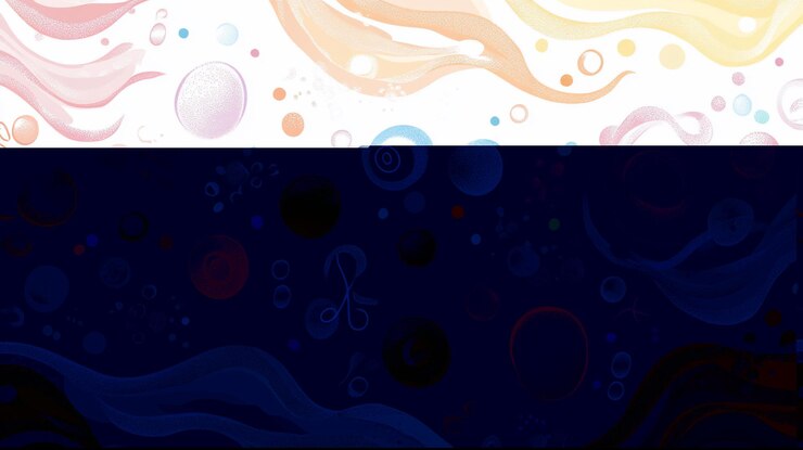 PSD abstract colorful swirls and bubbles light and dark halves