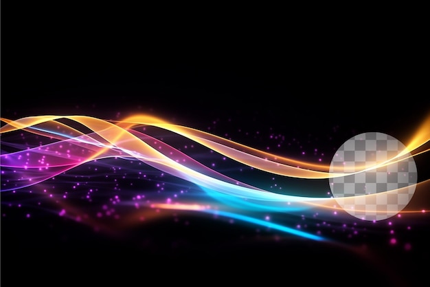 abstract colorful waves illustration on transparent background